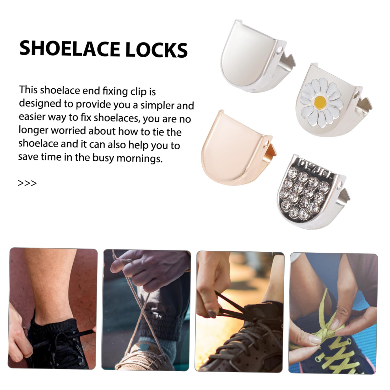 32 Stück Schnürsenkel Clips Mit Blumenmotiv - Eisen Clips Für Damen & Mädchen - Schnelles Binden Ohne Knoten