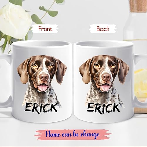 Vista 81 de Taza de café con nombre personalizado de pastor alemán, 11 15 onzas, taza de cerámica blanca de pastor alemán personalizado, regalos para hombres