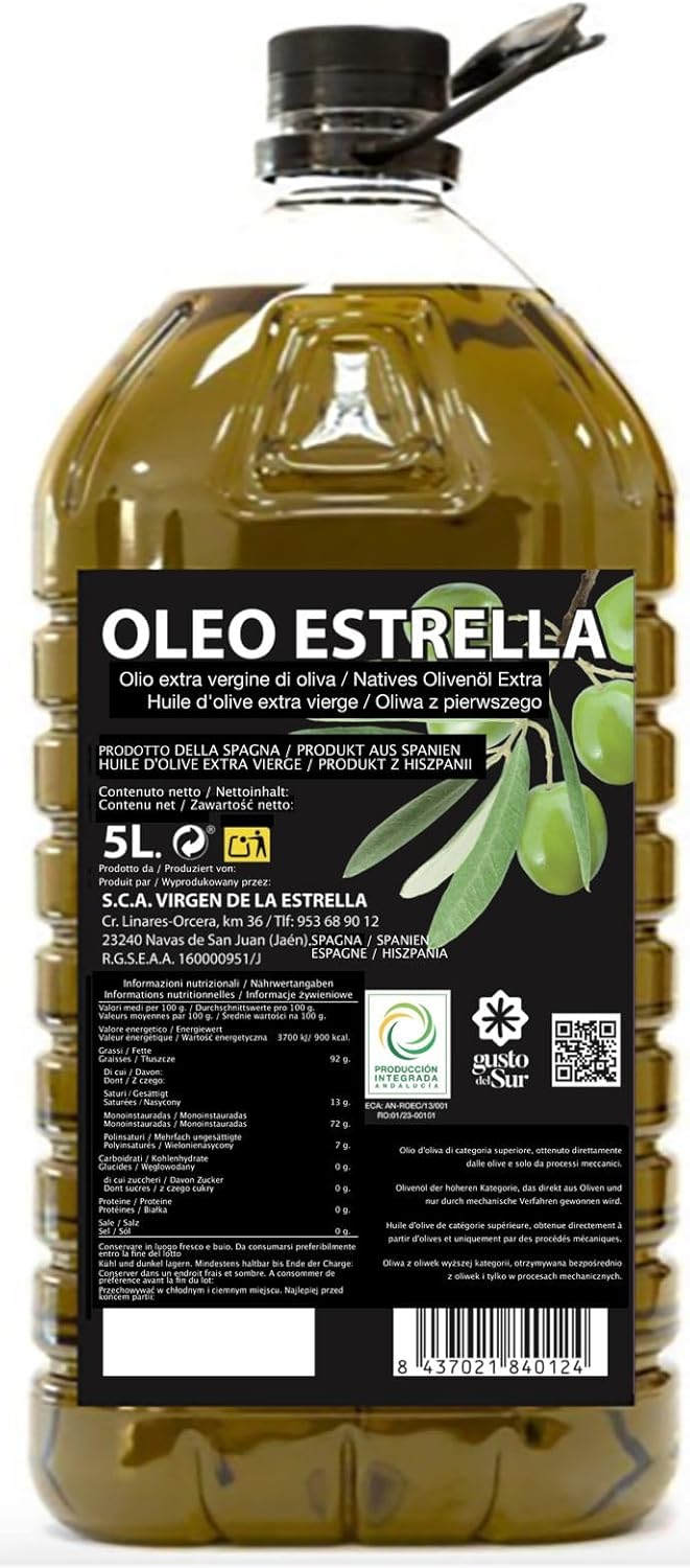 Huile d'Olive Extra Vierge 5 Litres Picual Oleo Estrella