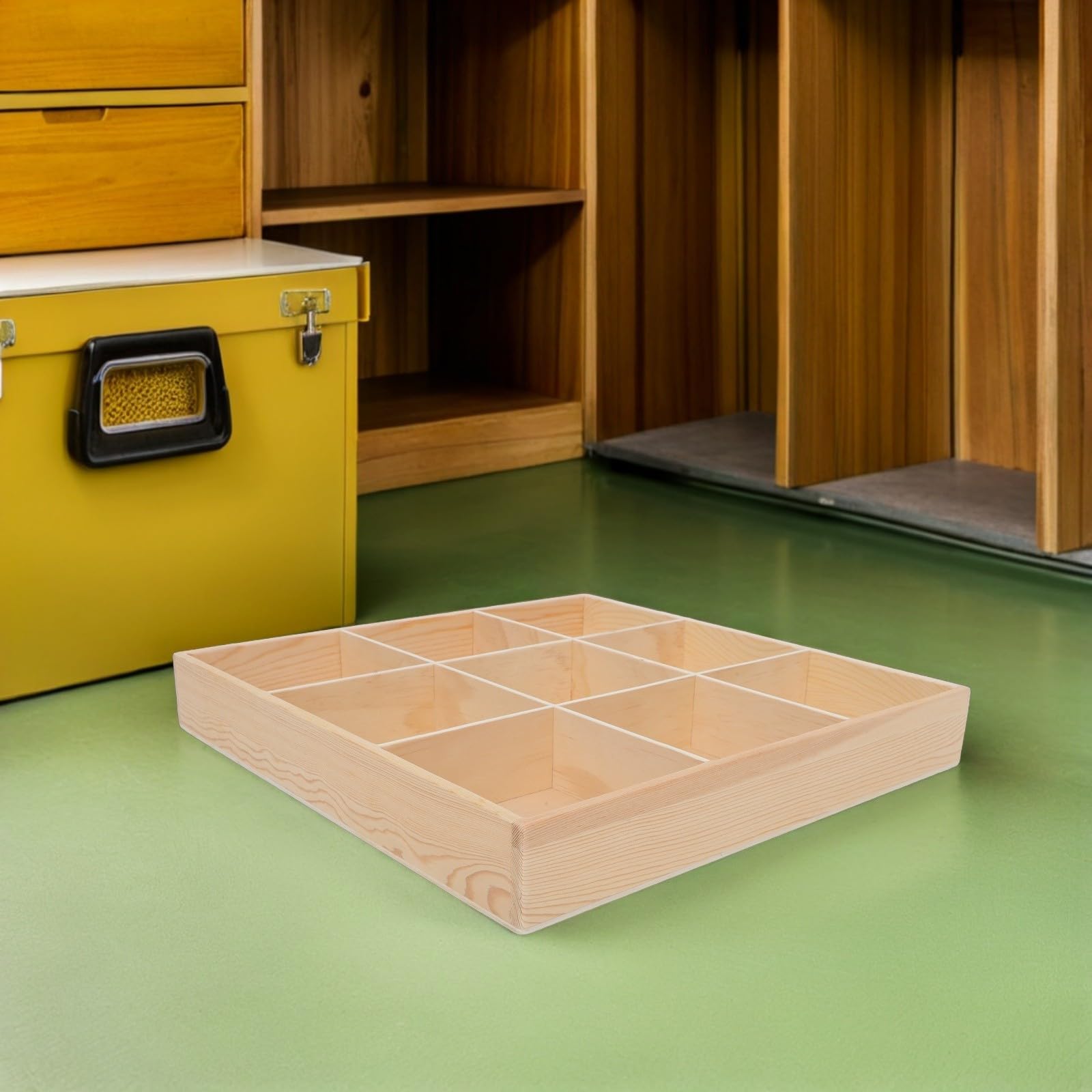Organizzatore in Legno per Cassetto con 9 Scomparti, Scatola Porta Biancheria Intima e Calze, Finitura Liscia e Alta Durabilità, la Casa la Camera da Letto
