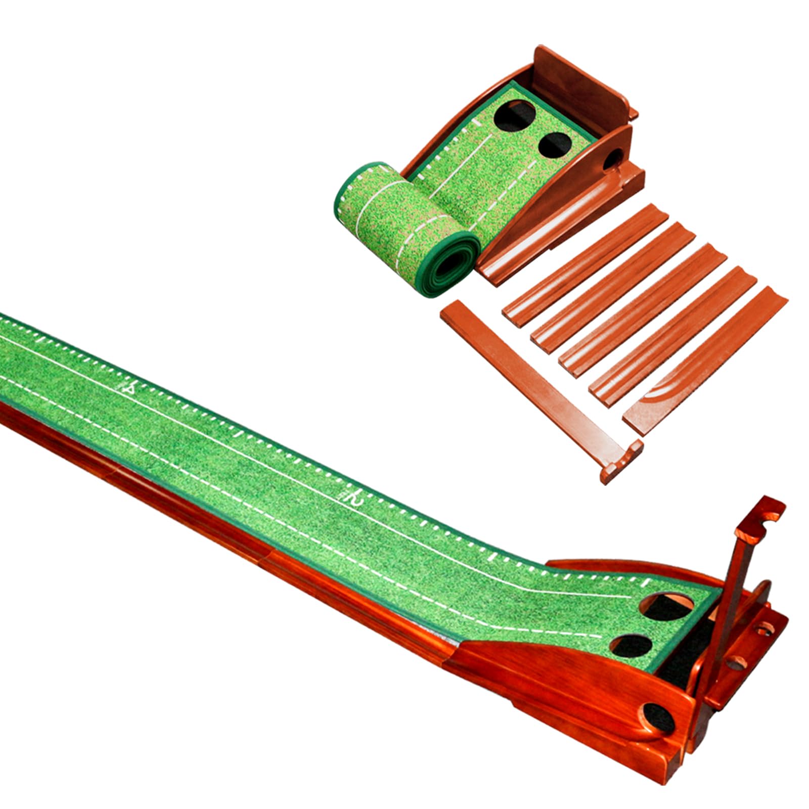 Tapis d'entraînement de golf avec base en bois 32 x 300 cm
