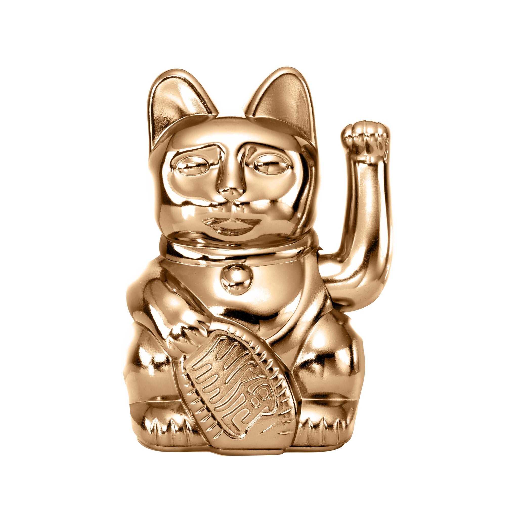 DONKEYLucky Cat Cosmic Edition Jupiter Shiny Platinum, Maneki Neko Waving Cat, 15 cm, in Gift Box (Shiny Platinum)