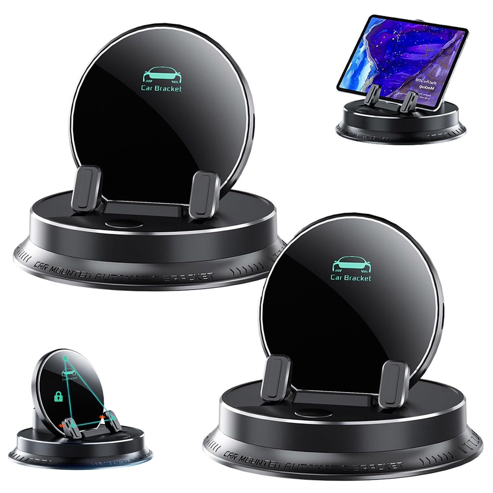Multifunktionaler Handyhalter, Deloyye Handy Halterung, 360-Grad-Drehbare Handyhalterung Fürs Armaturenbrett Im Auto, Touch Switch Automatic Sensing, Universal 360 Car Phone Holder (*2)