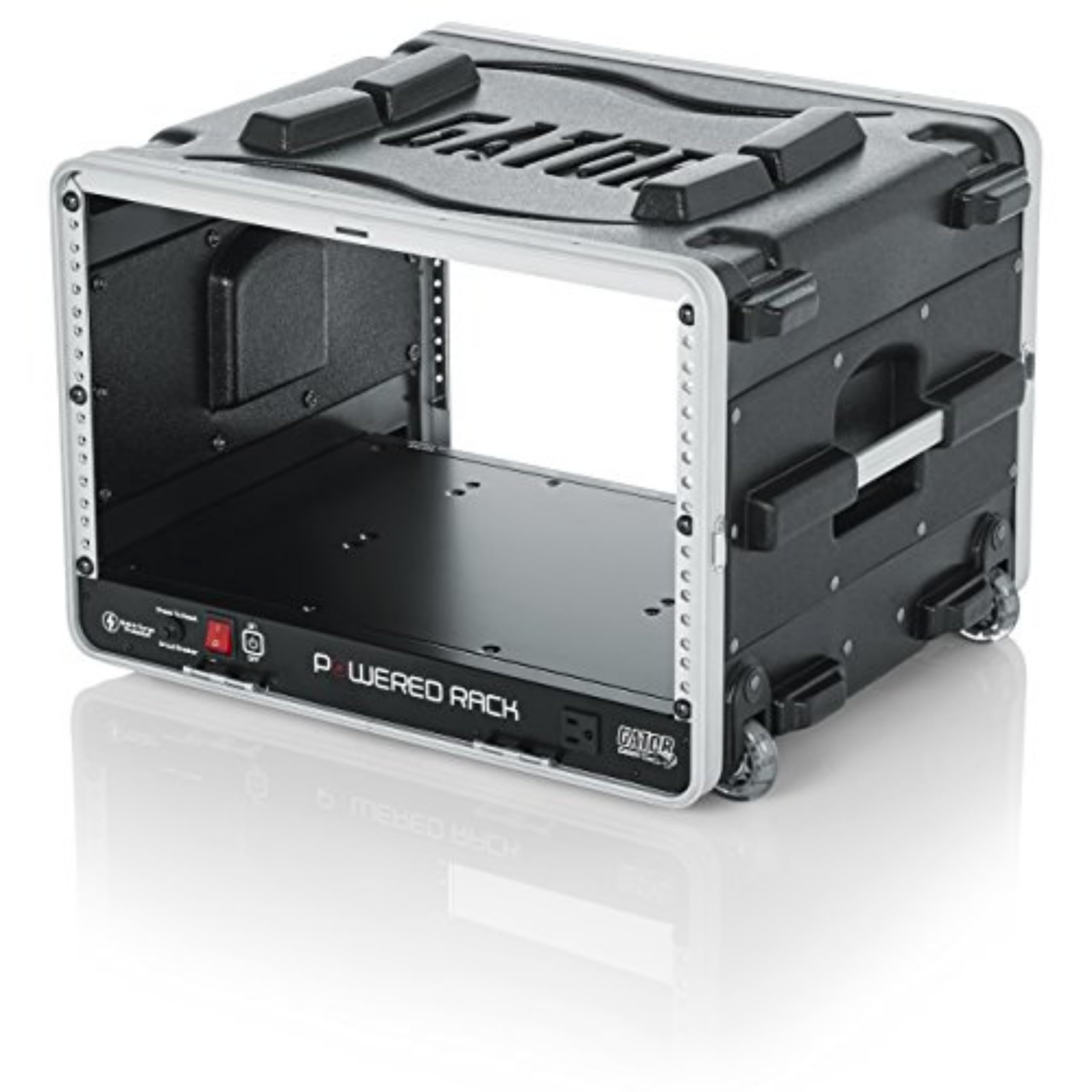Gator Cases Lightweight Molded 4U Rack Case with Built-in Power Supply,Retractable Tow Handle,19.25" depth, 6U (GRR-6PL-US)