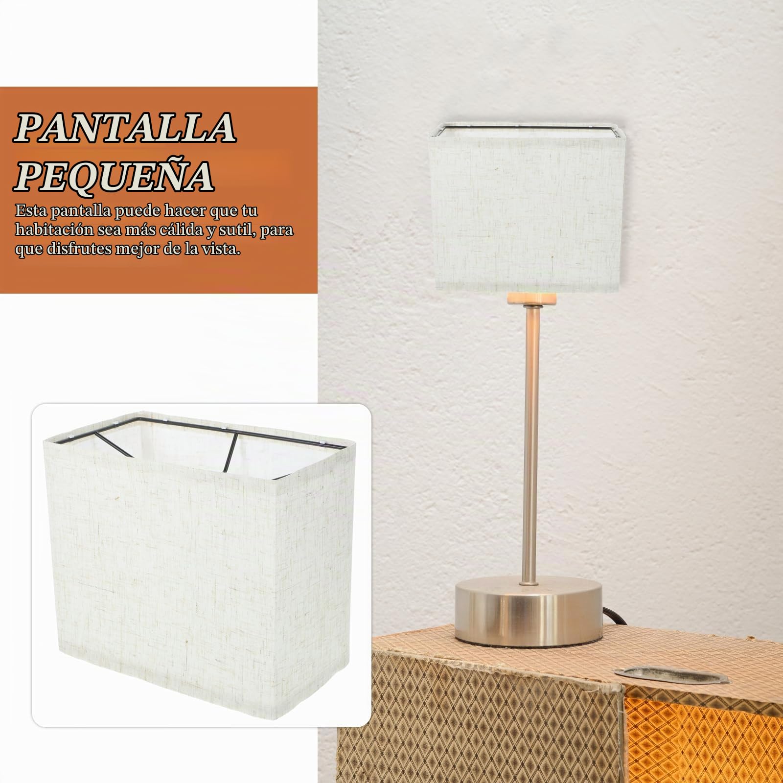 HOMSFOU Pantalla De Lámpara Rectangular Beige De Lino Para Decoración Interior Sombra Para Mesa Y Pie Ideal Para Dormitorio Y Sala De Estar Juego De 2 Piezas