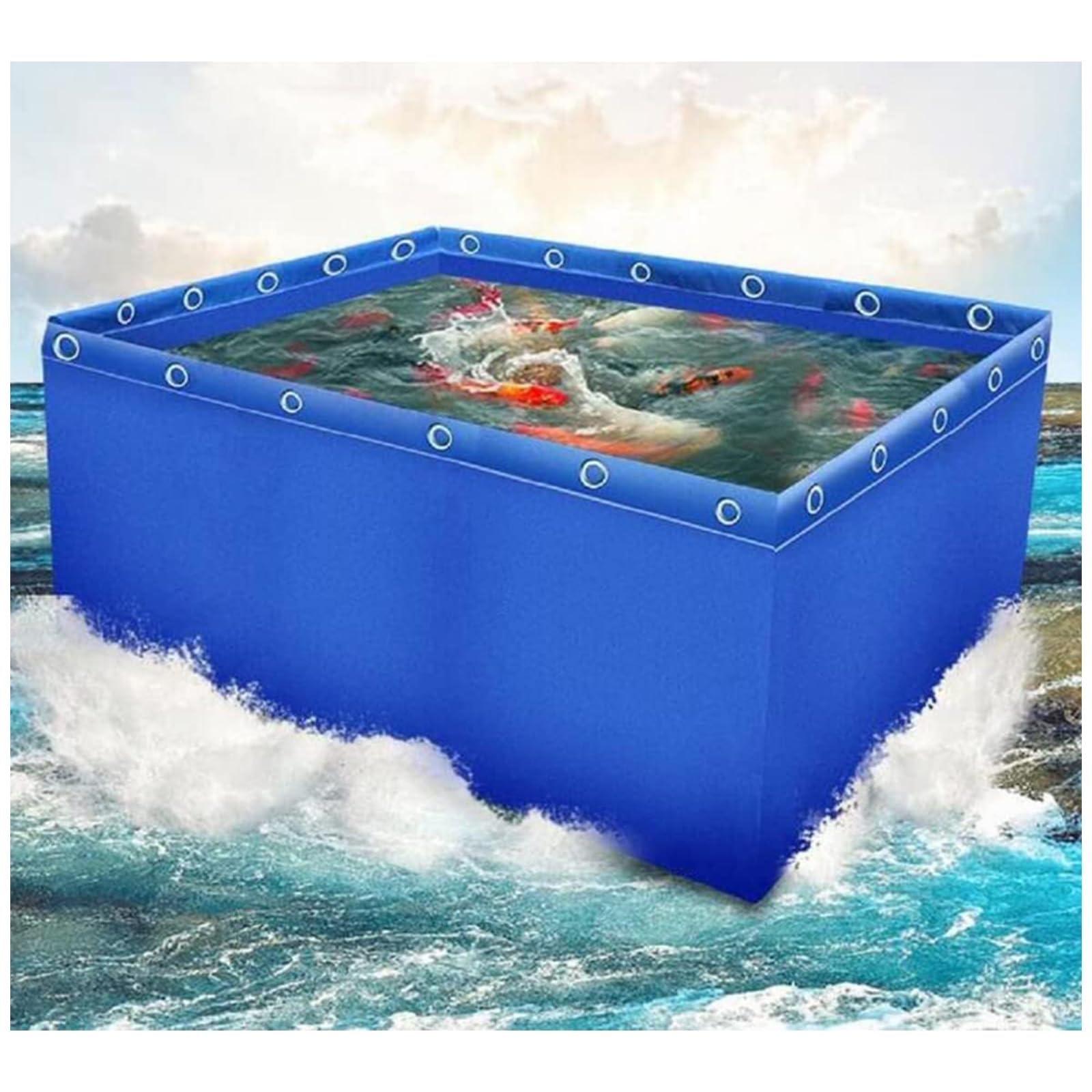 Bassin de rétention flexible en toile PVC 150x100x50 pour poissons rouges