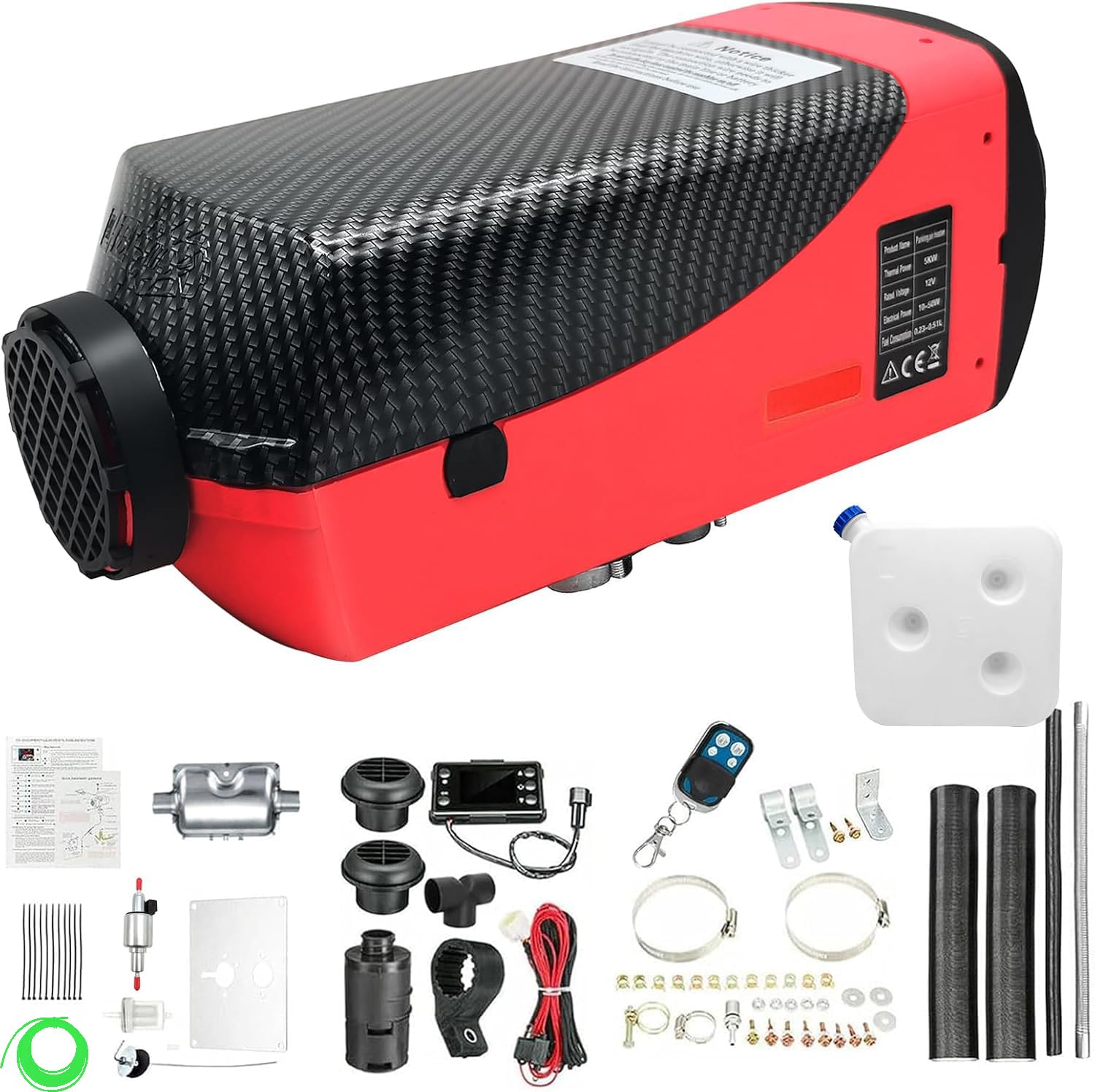 5KW Diesel Lufterhitzer, 12V Standhezung Diesel Luft Dieselheizung, Leise mit Fernschalldämpfer und LCD Anzeige, Standheizung für Auto RV Boote LKW Wohnmobil Bus (5KW-2-Rot)