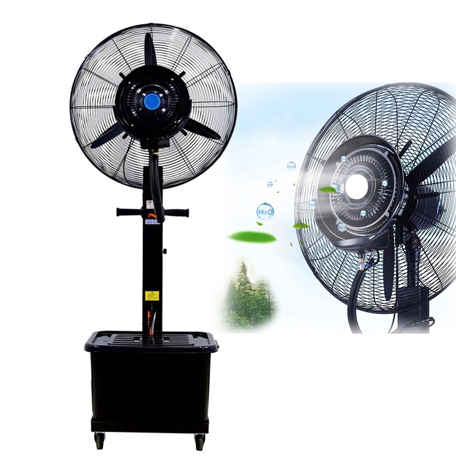 asdchZen Industrial Oscillating Misting Fan With 11 Gallon Water Tank, 26In 30In Commercial Spray Fan For Backyards, Patios, Camping, Garage,One Color-650mm/26in