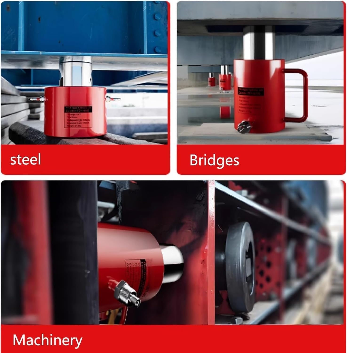 Hydrauliczny podnośnik cylindryczny o skoku 6 cali/150 mm, zestaw z pompką ręczną CP-700, solidny podnoszący prosty efekt do mostów, maszyn i konstrukcji (20T Jack+CP-700 ręczna pompa)