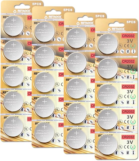 GutAlkaLi CR2032 Batteries 20 PCS CR2032 3V Battery - 2032 Batteries CR 2032 DL2032 ECR2032 - Long-Lasting - 5 Years Shelf Life