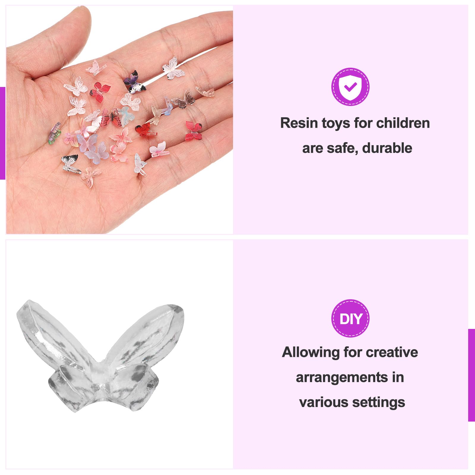 CoCud Mini Resin Butterflies, 8mm Length, Resin Miniature Dollhouse Accessories White with Black Spot - Image 4