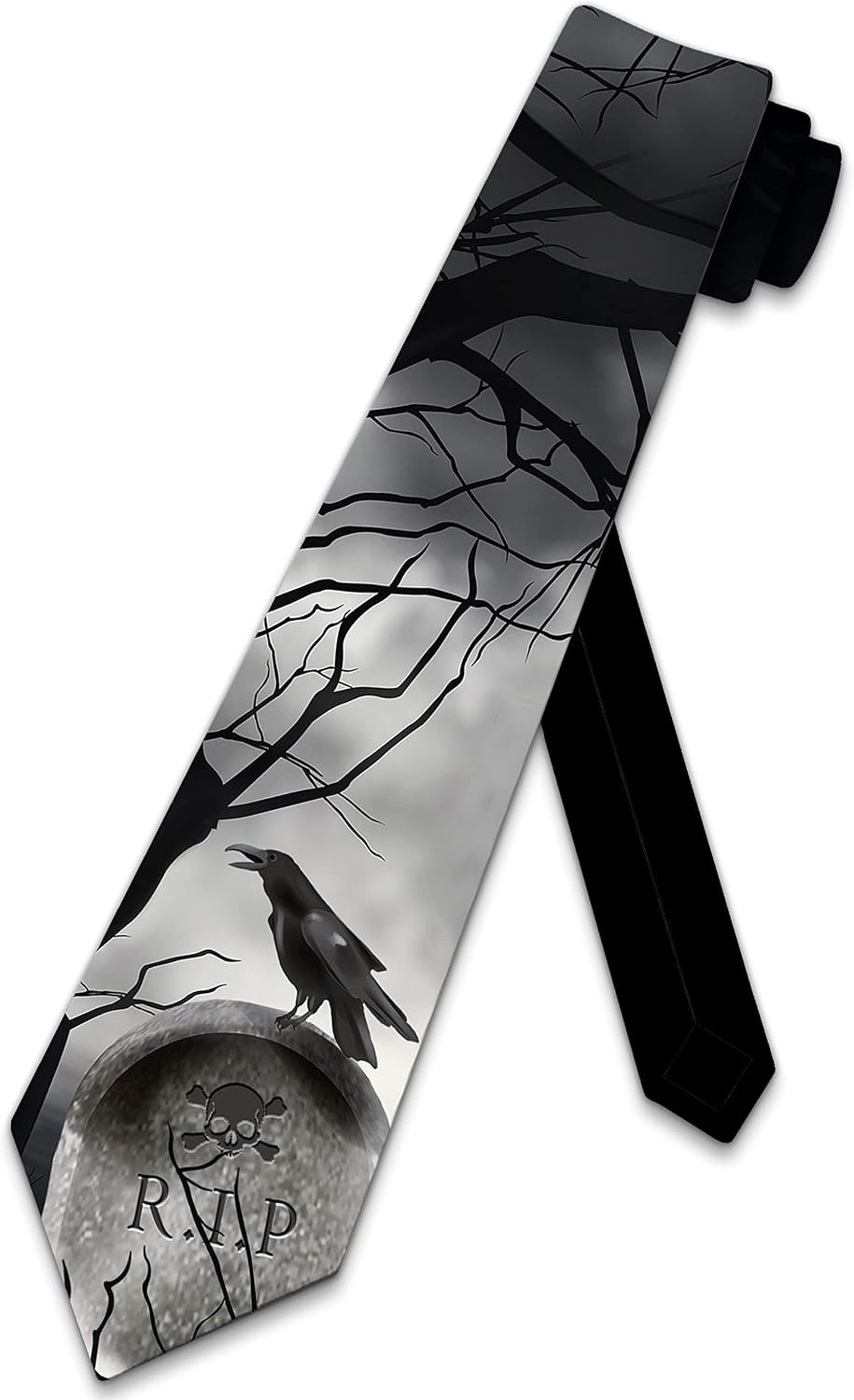 Three Rooker Halloween Ties Mens Tombstone Necktie Crow Tie