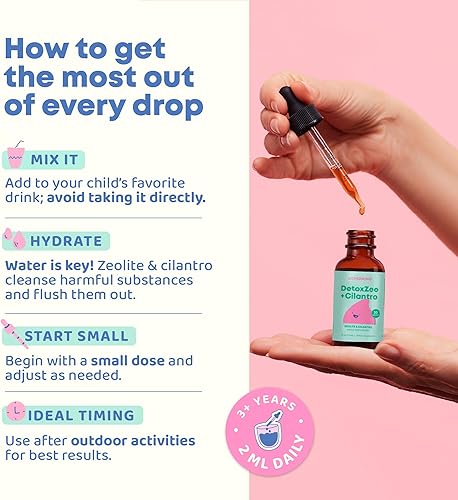 Miniatura 6 de JoySpring DetoxZee - Gotas de cilantro para niños, apoyo natural de desintoxicación con zeolita y extracto de cilantro, limpieza suave de todo el