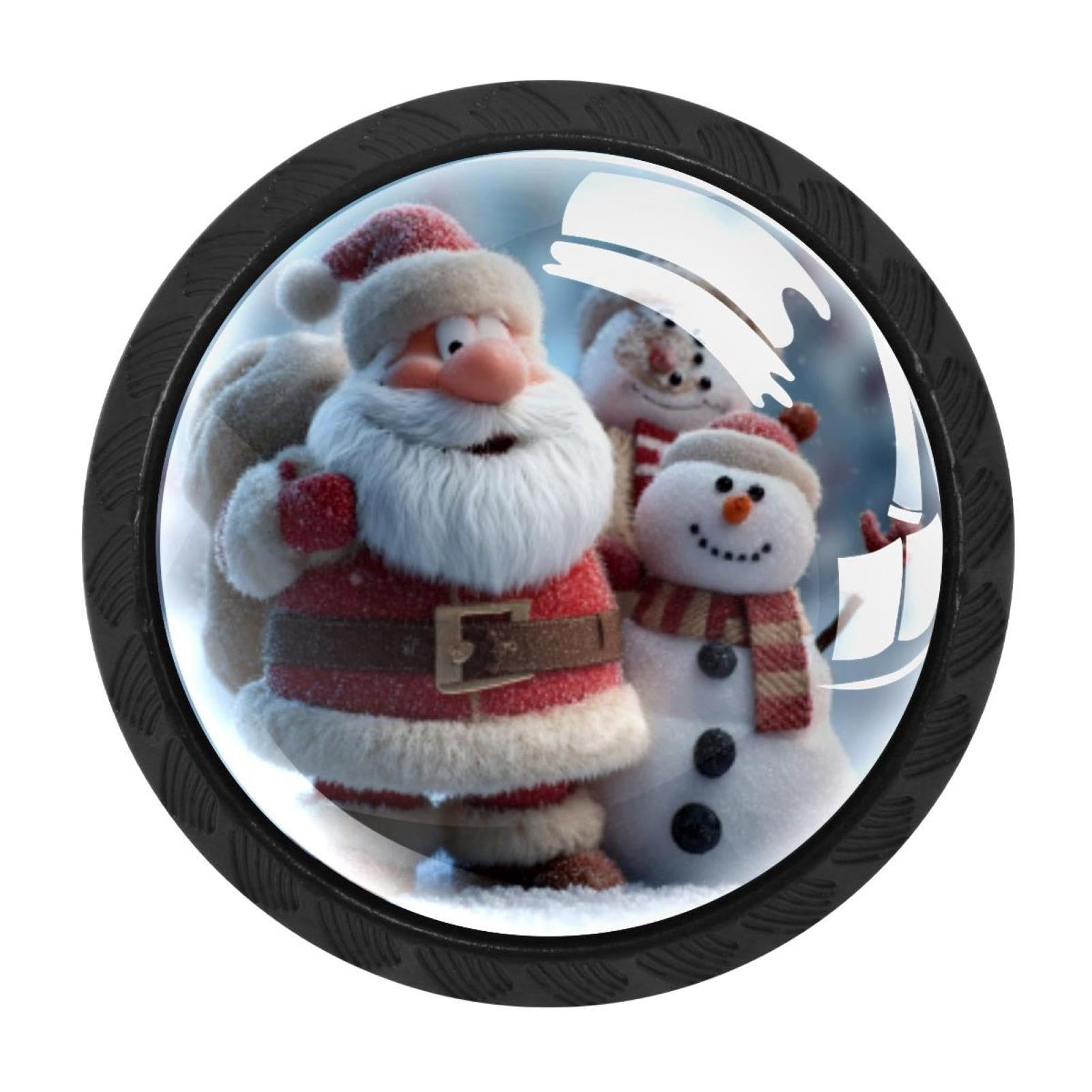 Chenzzzz Multicolored 02 4 Pack Black Christmas Santa Snowman (2) Kitchen Handles, Cabinet Pulls Hardware For Cupboard Drawer Knobs Dresser Pulls