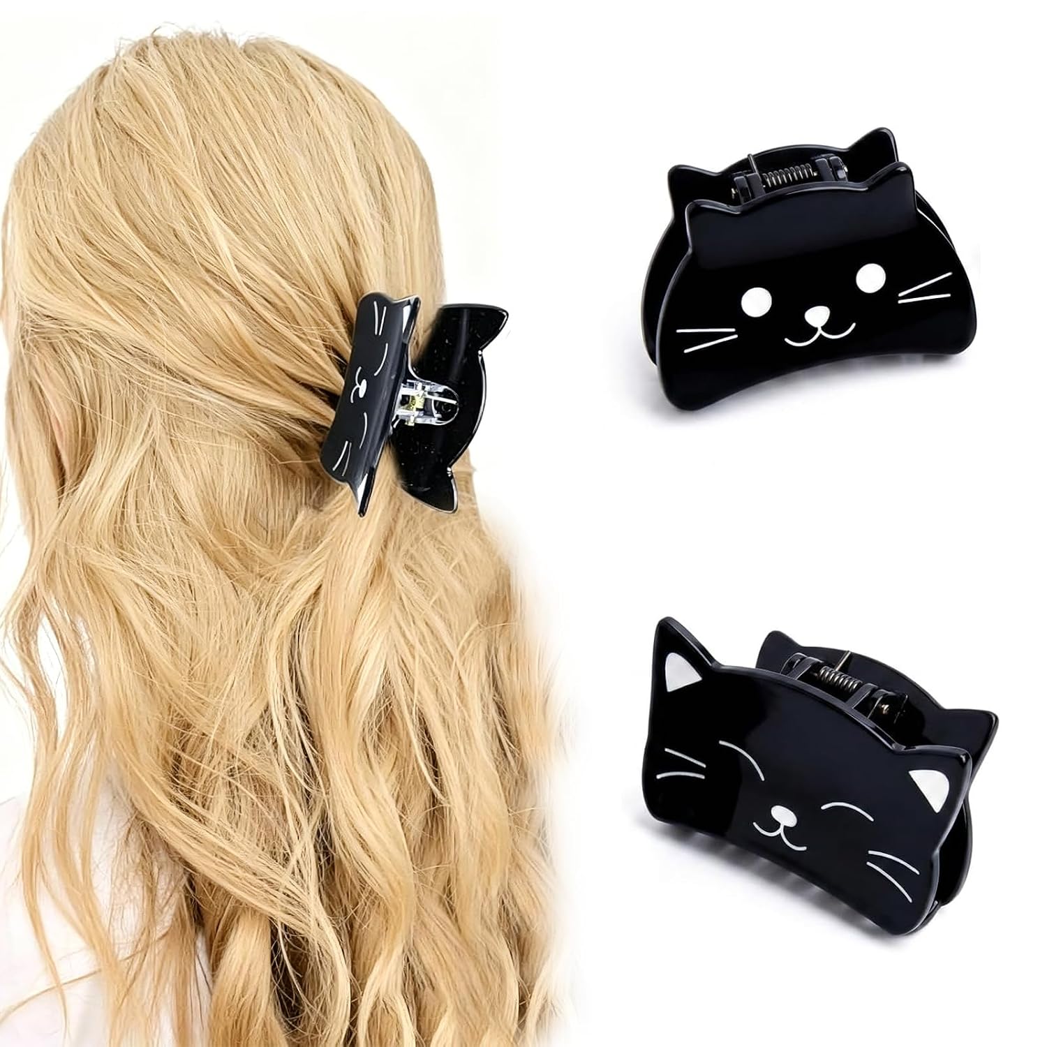 2 Pcs Cat Hair Clips Set, Animal Hair Clips, Cute Hair Clips for Women with Cat Claw Design, Claw Clips for Hair and Bangs, Pretty Hair Accessories for Daily Styling