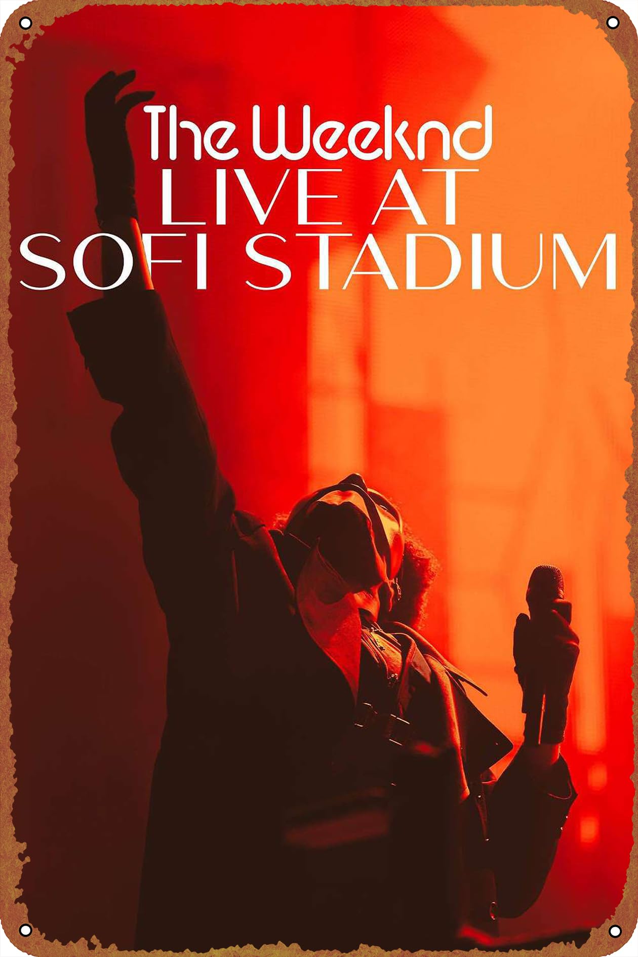 The Weeknd: Live at SoFi Stadium Movie Poster Tin Sign Cafe bar Home Wall Art Decoration Retro Metal Tin Sign 8x12 inch