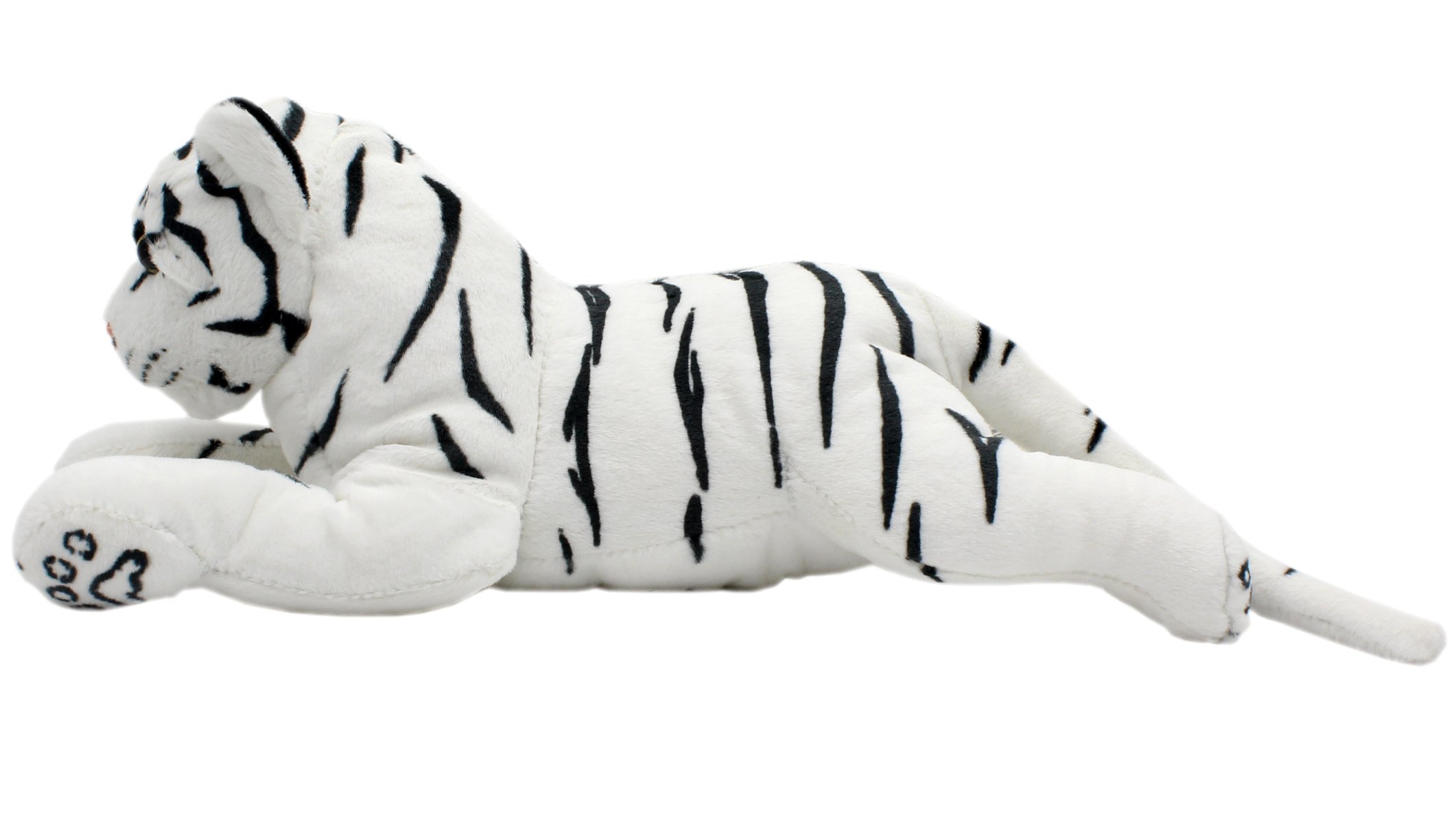 TAGLN Realistic Stuffed Animals Lifelike Plush Toys Groveling White Tiger 17.7 Inch