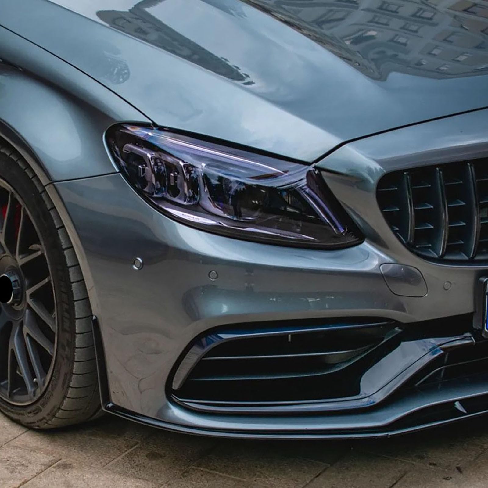 Kompatybilny z Mercedes-Benz C-Class C63 AMG W205 C205 S205 2015-2022, przedni spojler, Car Lower Body Kit Splitter Car Styling akcesoria zewnętrzne, błyszczący czarny