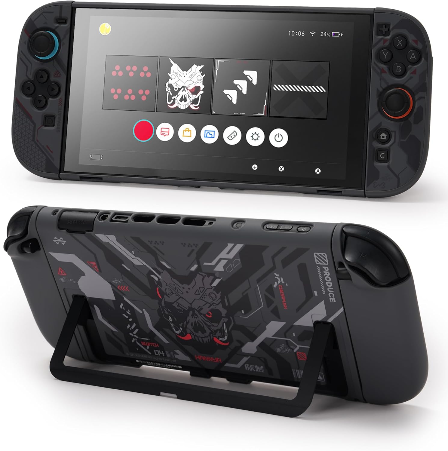 GeekShare Slim Protective Case Compatible with Switch 2 (2025), Anti-Scratche and Shock-Absorption Dockable Hard Shell for Switch 2 Game Console - Gothic Bunny
