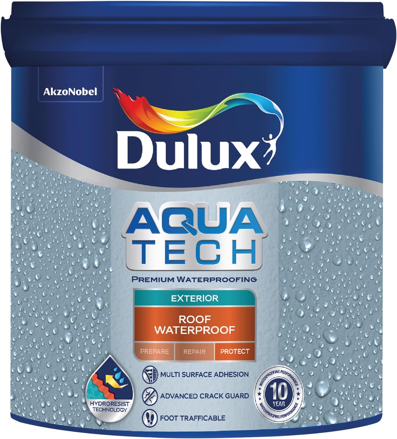 Dulux Aquatech Roof Waterproof with Solar Reflective Coating, Prevents Water Seepage & Reduce Surface Temperature Upto 10 Degree & 10 Years Waterproofing Cooling Performance, 4 Liter