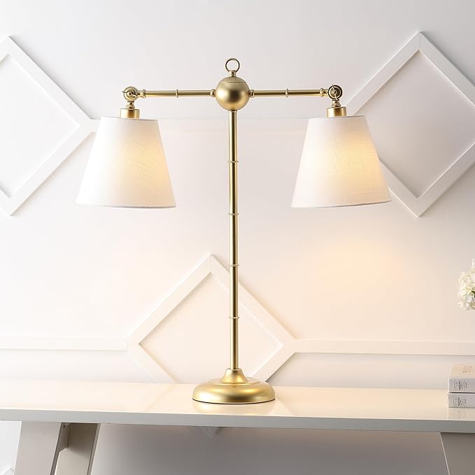 JONATHAN Y JONATHAN Y JYL3074A Ruth 31" 2-Light Library Metal LED Table Lamp Contemporary Bedside Desk Nightstand Lamp for Bedroom Living Room Office College Bookcase LED Bulbs Included, Gold Leaf photo 2