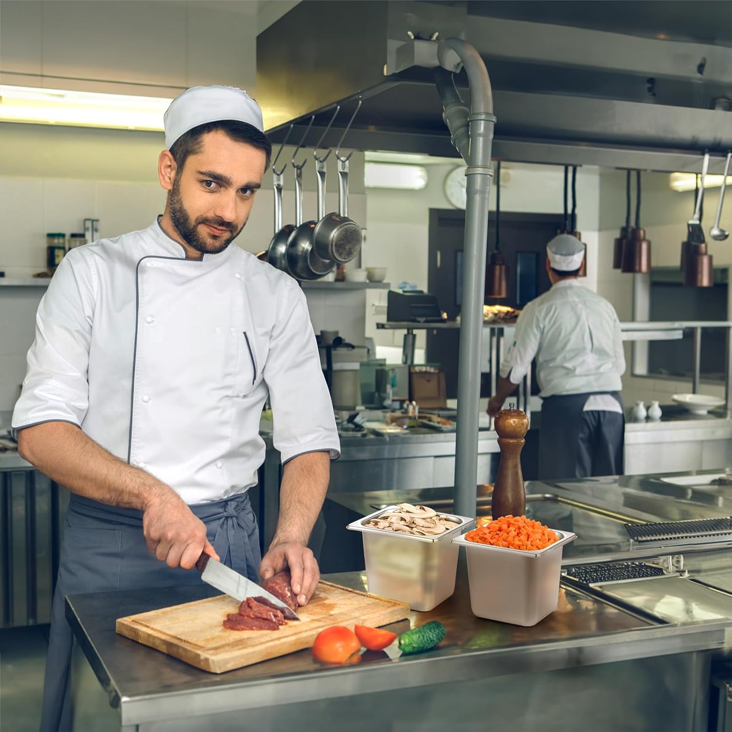 TOPZEA 6 Pack Hotel Pans, 1/6 Size 6" Deep Stainless Steel Steam Table Pan Commercial Heavy Duty Catering Pan for Buffet Serving, Food Prep, Salad & Ice Cream Bar, Restaurant, Dishwasher Safe - Image 6