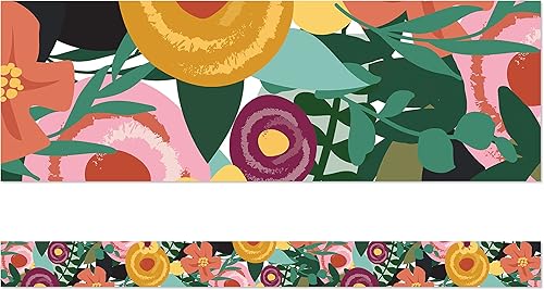 Carson Dellosa Grow Together - Bordes de tablón de anuncios de flores de 36 pies, 12 tiras de ribete floral para pizarra blanca, corcho y cartón,
