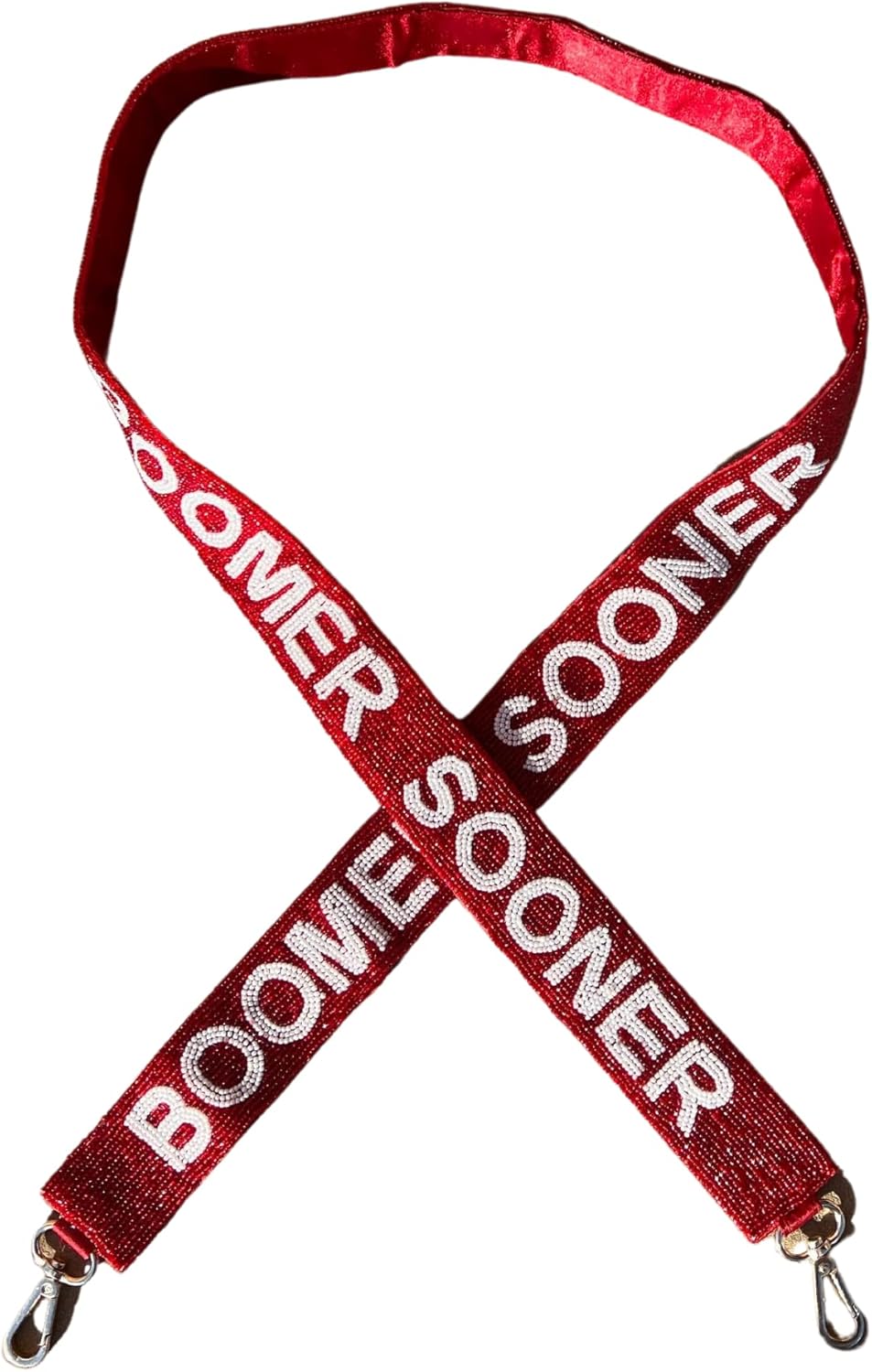 Lashicorn Beaded Purse Strap Oklahoma Crimson and White