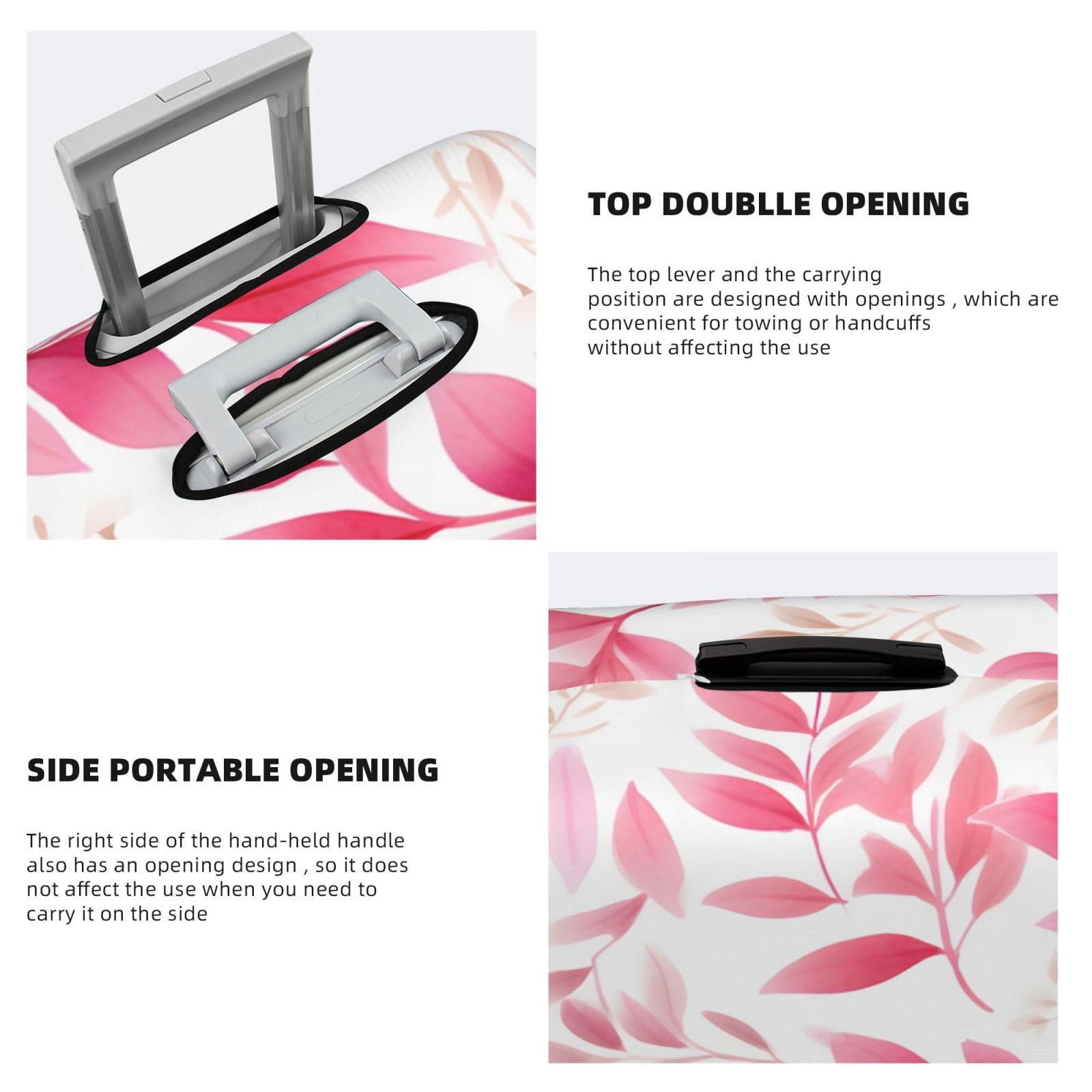 Funda para Equipaje, Funda Protectora for Maletas con diseño de Hojas Rosas de 18 a 32 Pulgadas(XL)