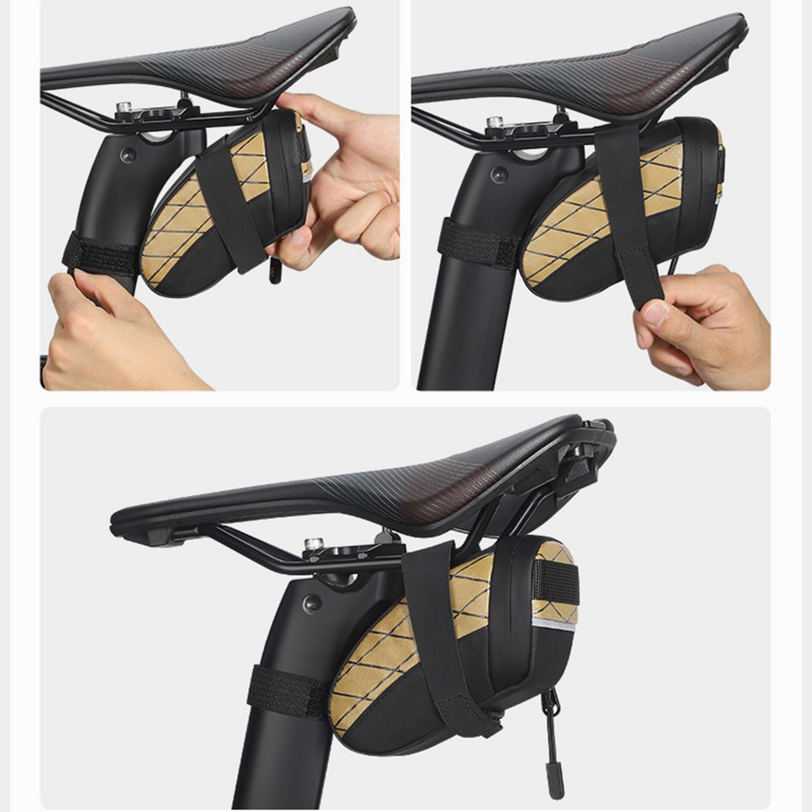 Borsa Sottosella Kidoo Nera Impermeabile – 1.2L Con Fascia PortaLuci E Strisce Riflettenti