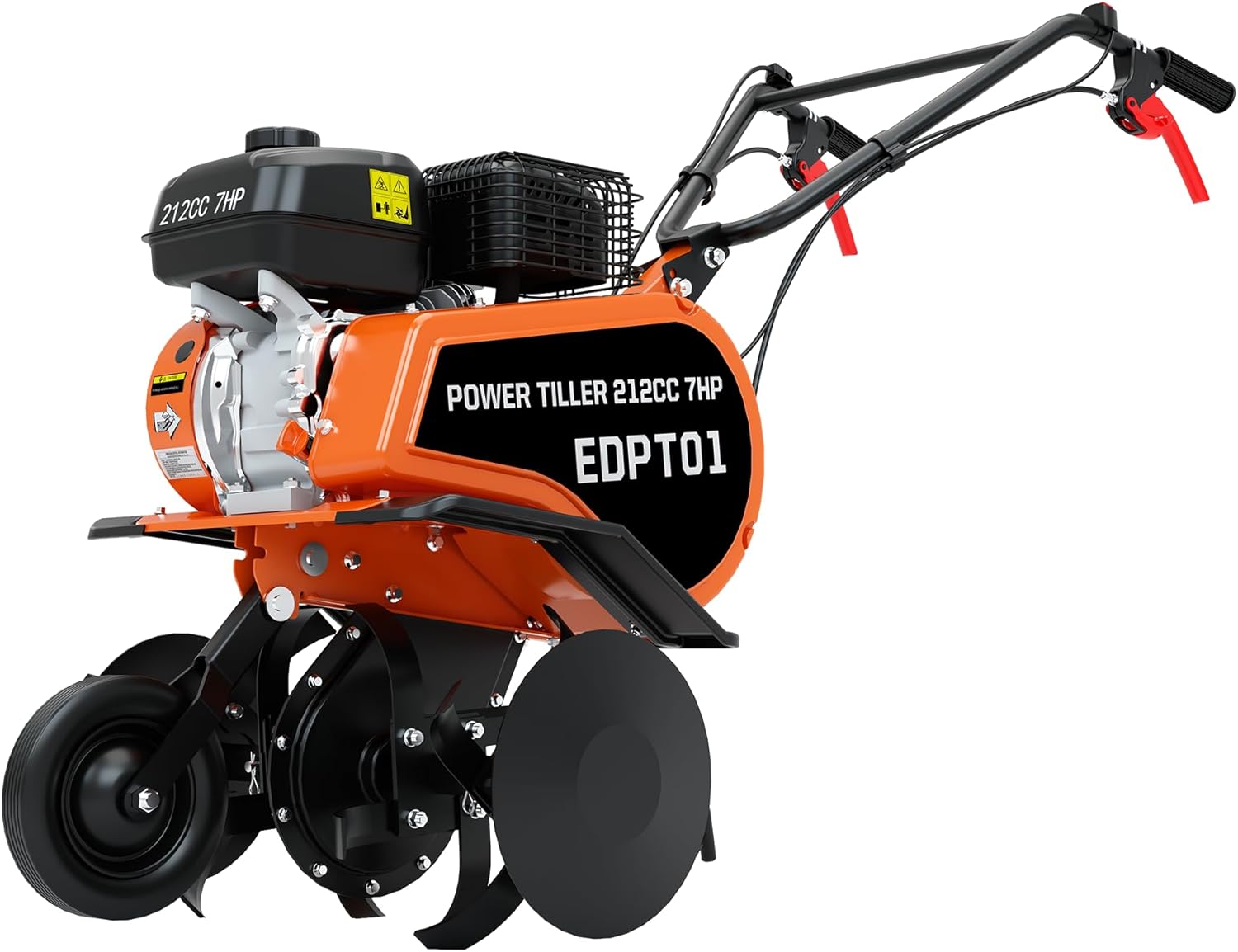 212cc Gas Tiller 22-Inch Front Tine Rototiller, 7HP 4-Stroke Gas Powered Garden Tiller with Forward & Reverse, Adjustable Depth & Width, Heavy Duty Soil Cultivator for Lawn and Farm