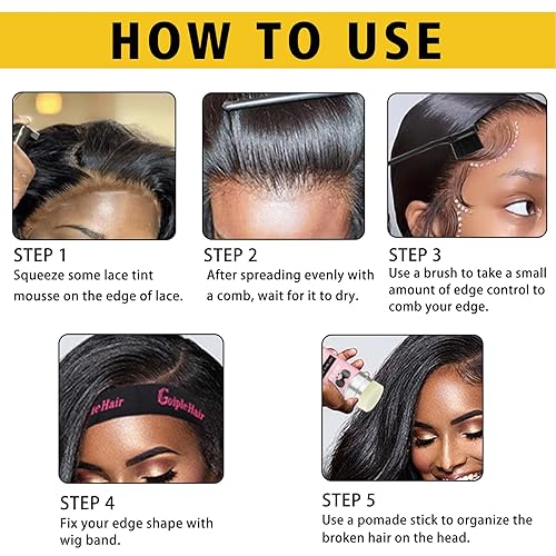 Miniatura 6 de Mousse de tinte de encaje para el cabello, 3.4 onzas líquidas de tinte de encaje para mujer, pelucas de encaje, pelucas de encaje, extensiones de