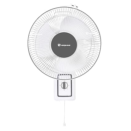 VARSHINE High Speed Low Voltage Technology ( HSLV) 3 Speed Single Cord Control Oscillating Wall/Ceiling Fan with Powerful Motor , 300 mm for All Purpose , WS21 , White