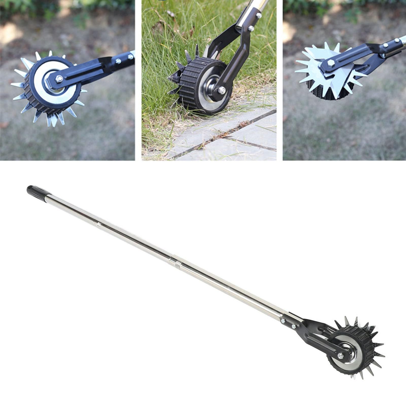 Spryflower Rotations-Rasenkantenstecher mit einem Rad, manueller Rasenkantenschneider, Klinge aus Mangan-Edelstahl mit ergonomischem Griff für Garten, Gehweg, Einfahrt und Blumenbeete (3 Abschnitte)