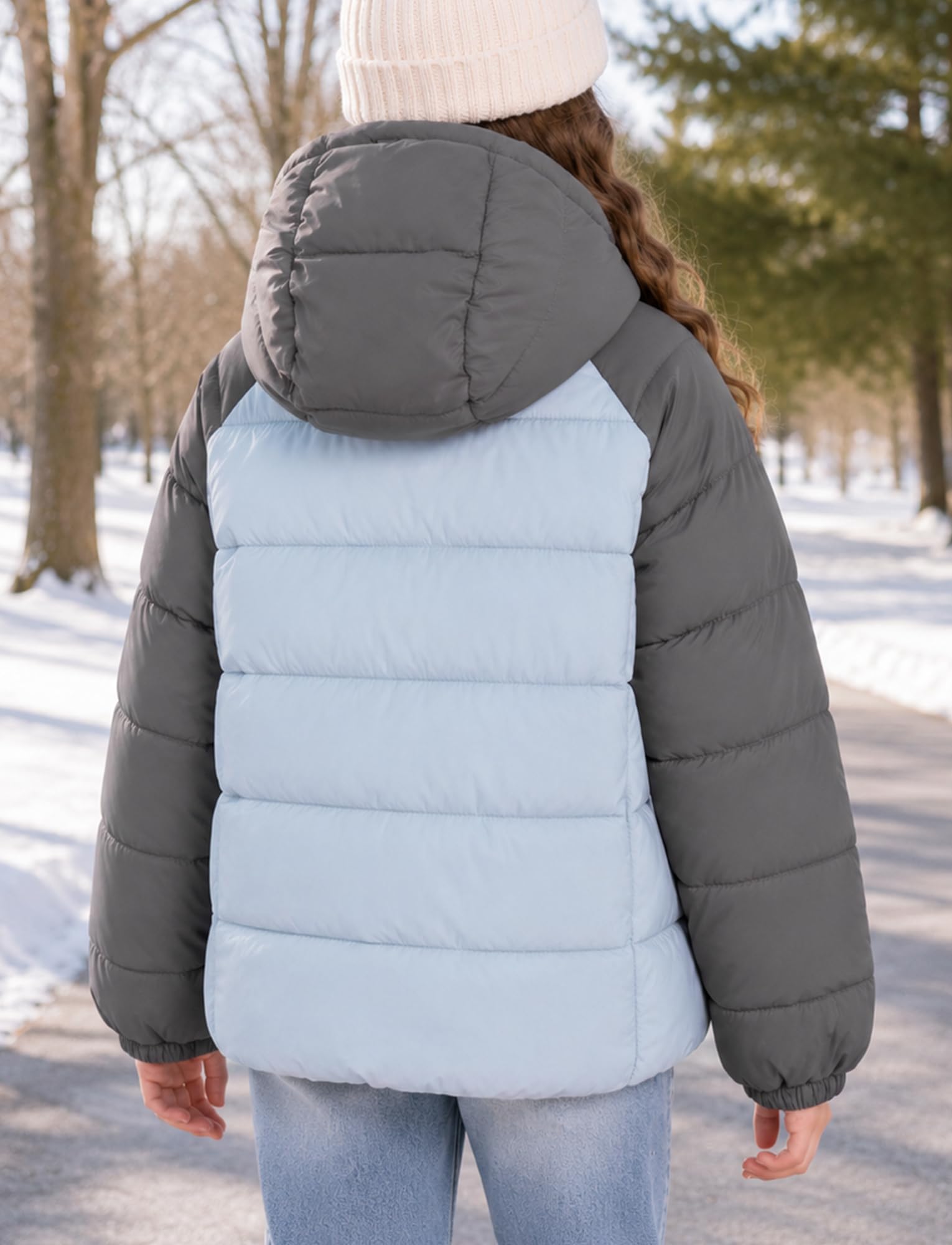 Abrigo de invierno para niña y niño chaqueta acolchada cortavientos chaqueta de esquí con capucha, 4-12 años