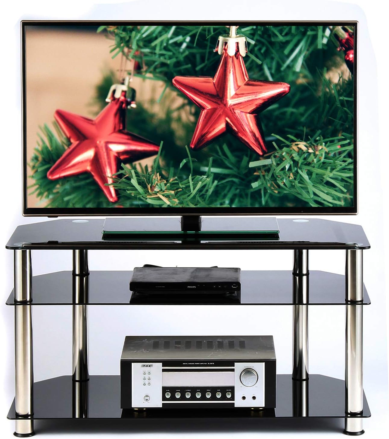 Rfiver Universal Table Top TV Stand Base with Height Adjustment fits Most 32" - 55" LCD LED Flat Screen TVs, Max VESA 800x400mm, Mount Holds up to 88lbs, Black: Furniture & Decor