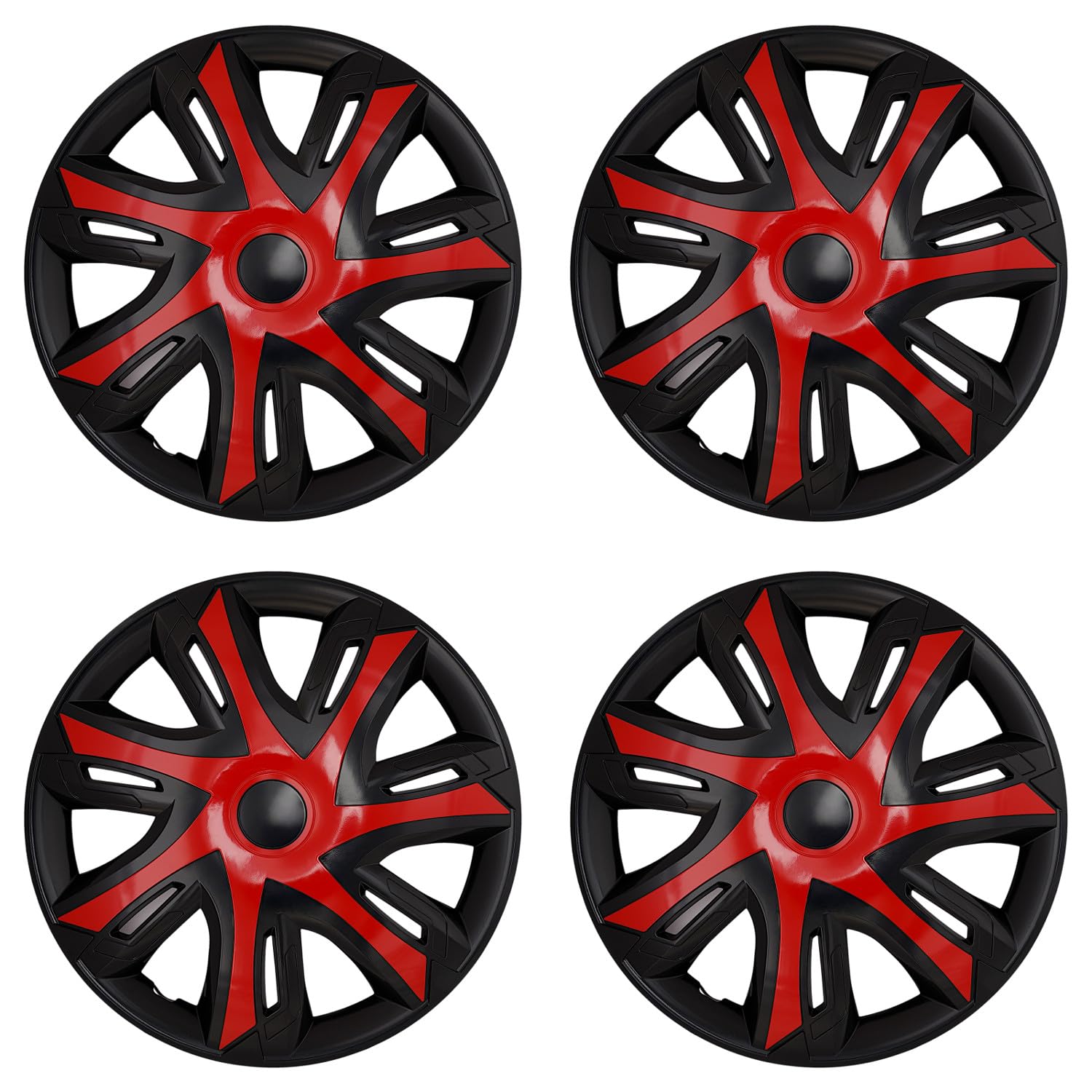 NRM Copricerchi universali Rosso/Nero, set da 4 pezzi | N-Power (15")