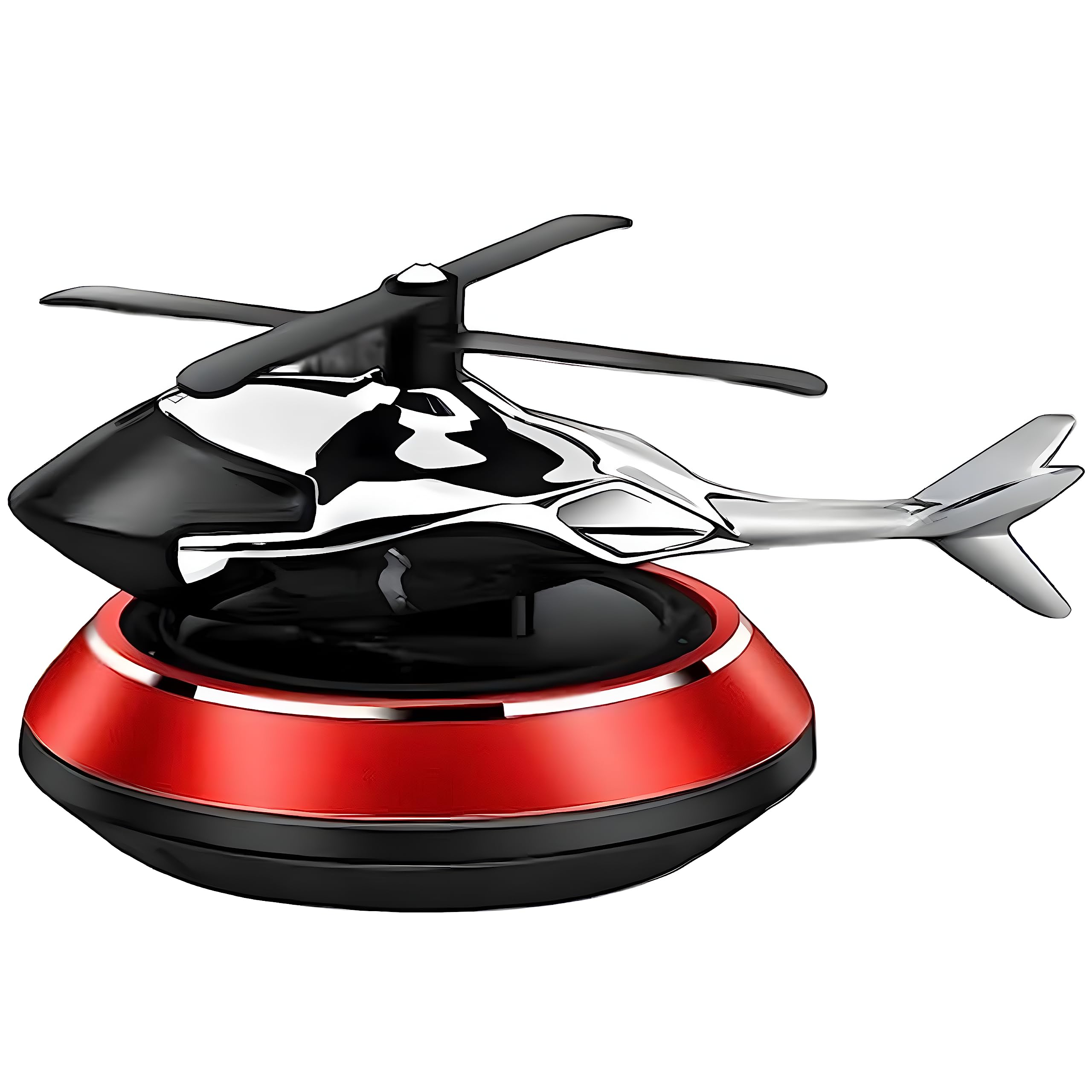 Helicopter Car Air Freshener Solar Energy Rotating Fragrance Creative Gift Car Perfume Aroma Diffuser Decoration (Red)