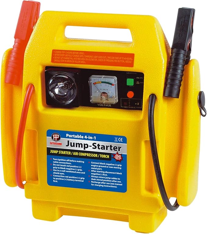 Fifth Gear® 4 in 1 12V Portable Car Jump Starter Air Compressor Battery