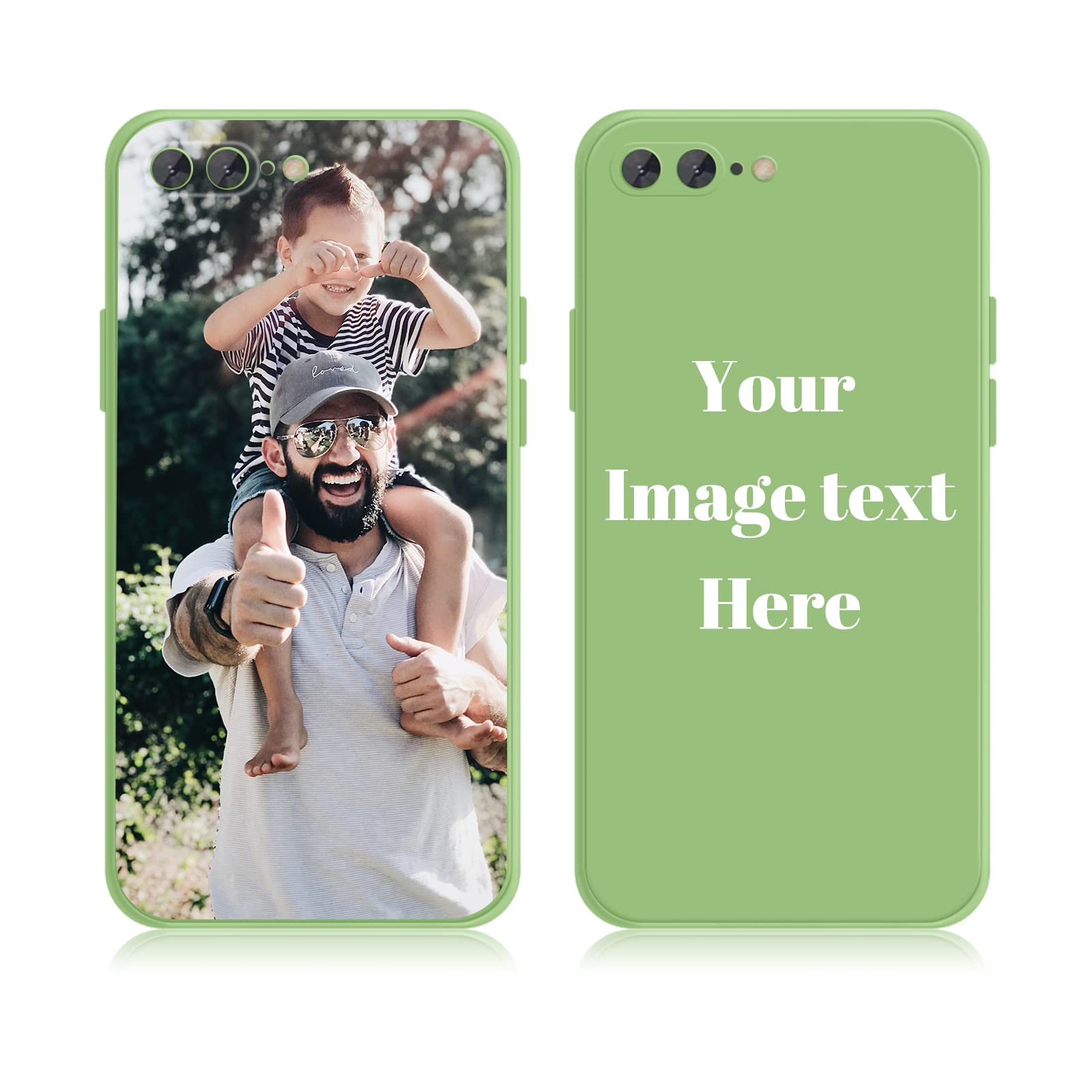 AnNengJing Custom Cases Soft Liquid Silicone Full-Body Protective Personalized Photo Name Text Logo Phone Cover for iPhone 7P/8P Green