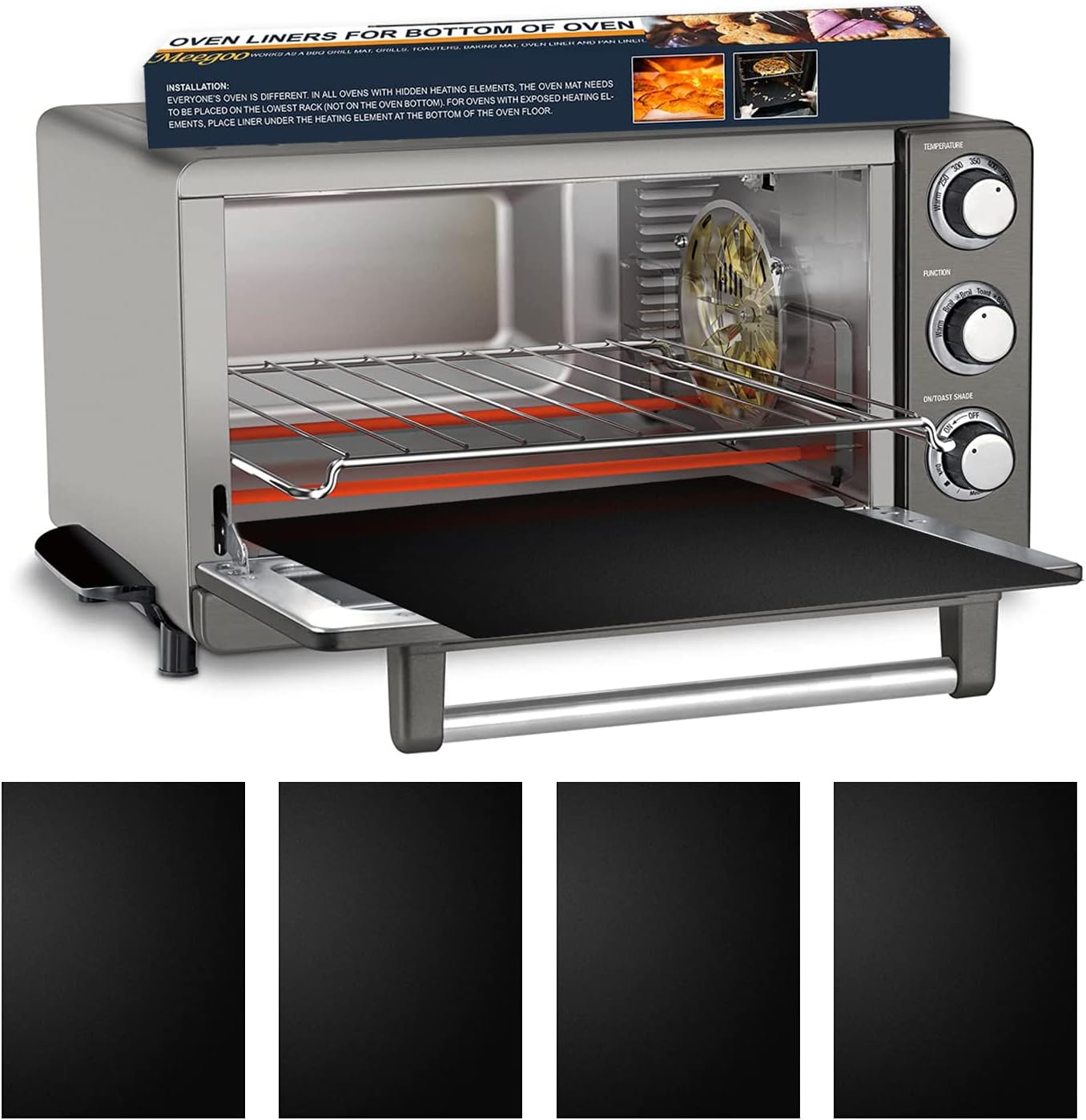 Toaster Oven Liner Nonstick Oven Liners for Bottom of Electric, Gas, Microwave