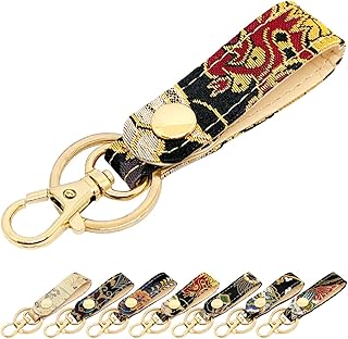 [leo&aoi] 西陣織 キーリング 金襴 キーホルダー スナップボタン ベルト式 バッグチャーム 和柄 和風 鍵 カギ レディース メンズ 月影