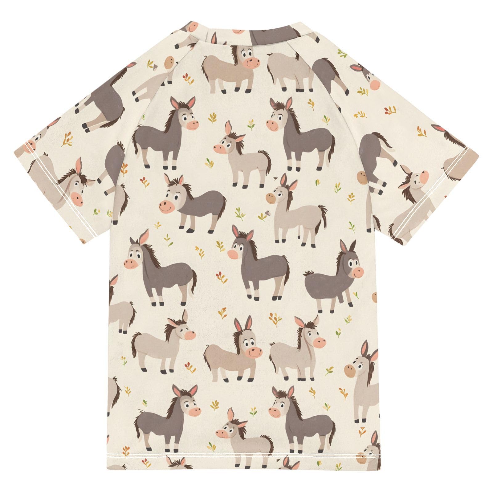 ALAZA Kids Rash Guard Boys Toddler Swim Shirts Short Sleeve Donkey Print UPF 50+ 3T