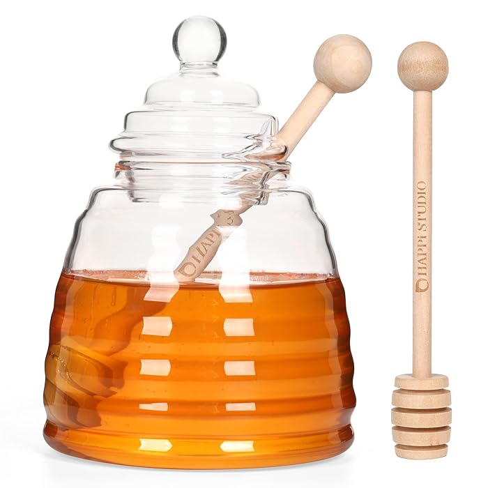 Buy HAPPi STUDIO 13.5 Oz Honey Pot with Dipper Extra Honey Dipper