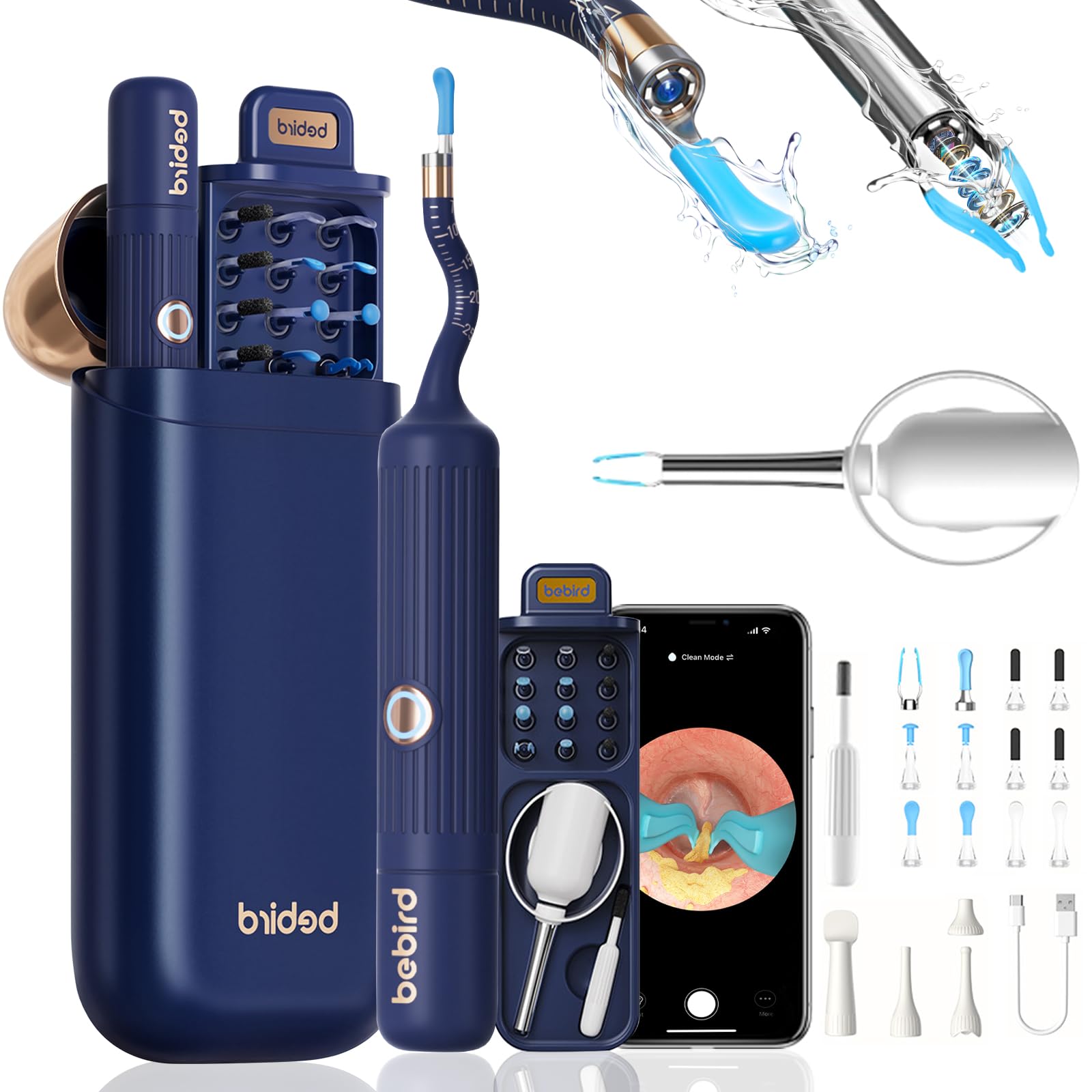 Ear Wax Removal Tool Camera, Flexible Wireless Ear Cleaner with Camera Otoscope Light, HD Painless Visual Ear Picker Tweezers Earwax Remover, Portable Safe Ear Cleaning Kit for Adults & Kids