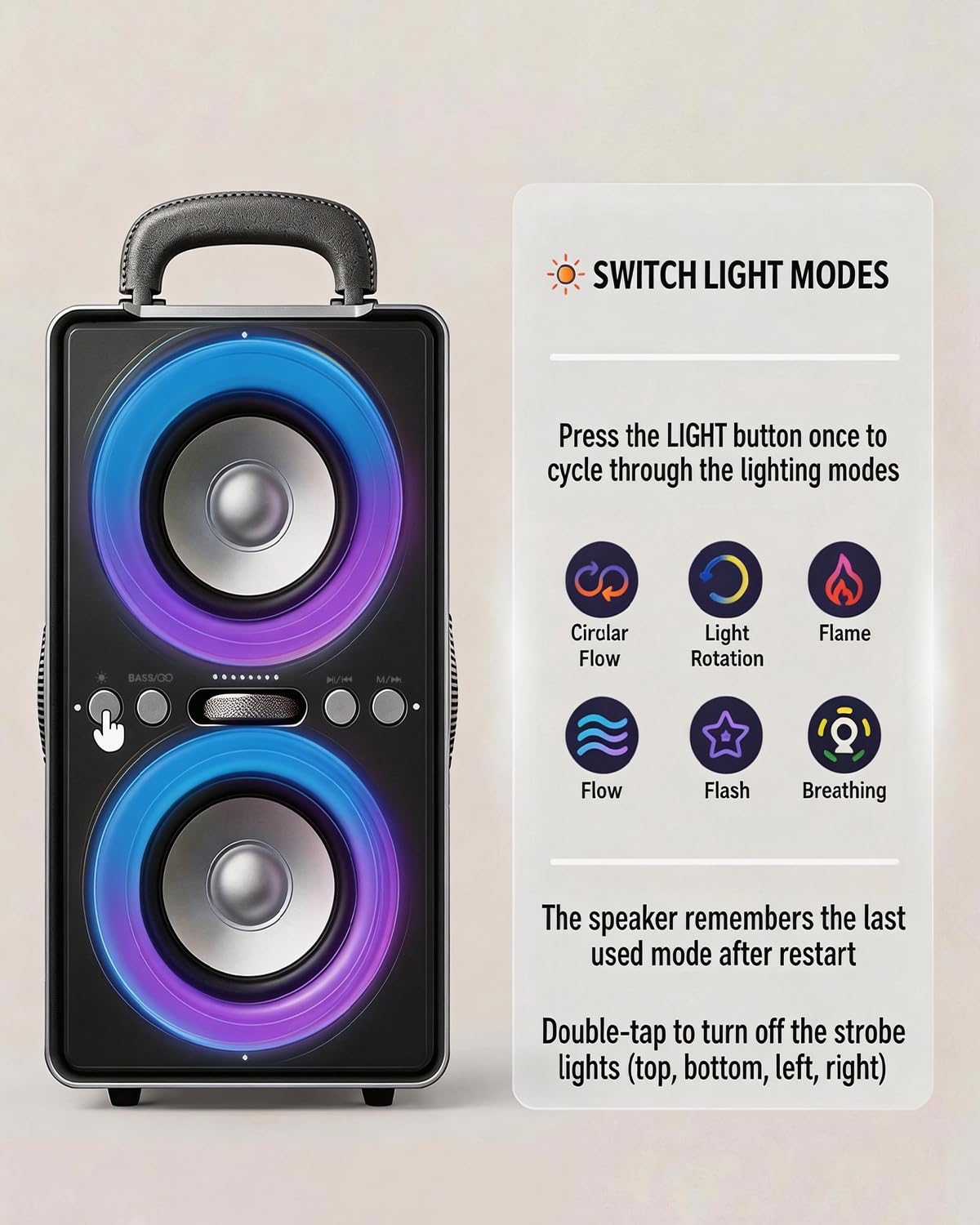 Cassa Bluetooth Portatile, 240W (Peak) Altoparlante Bluetooth Suono Potente e Nitido, Bassi Profondi, 20H, TWS Stereo Speaker, per Party, Campeggio, Spiaggia, Home e Outside (Black)