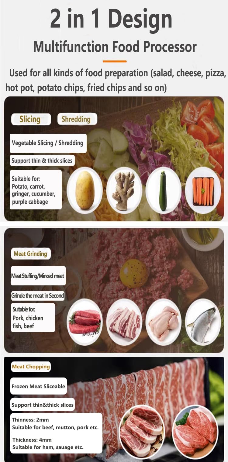 Râpe à Fromage électrique avec récipient, Hachoir à Viande 300 W, Hachoir électrique avec 4 Lames remplaçables, broyeur de légumes électrique 23 000 TR/Min, Hachoir pour Toutes Sortes de légumes