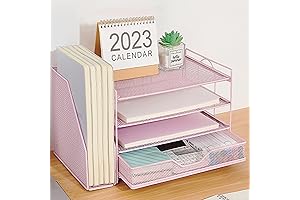 Pink Organizer: Declutter Your Workspace with 4-Tier Efficiency