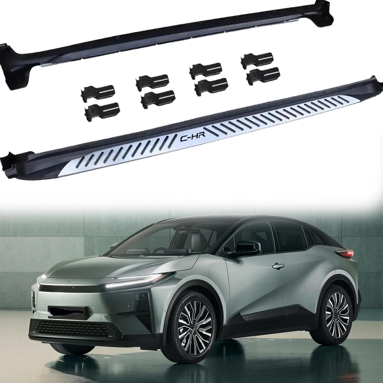 2PCS Fits for Side Steps T C-HR 2023 2024 2025 Running Board Silver Pedal Nerf Bar