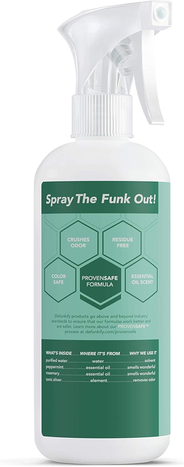 Defunkify Odor Remover Spray, Peppermint - Crushes Odor - with Ionic Silver & Pure Essential Oil Scent - 32 floz (2-Pack of 16 floz bottles) (Peppermint) : Health & Household